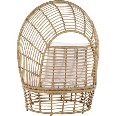 Sedia a cesta beige Beliani con cuscino in rattan alto - Sedia da giardino Sedia a cesta beige Beliani con cuscino in rattan alto - Sedia da giardino