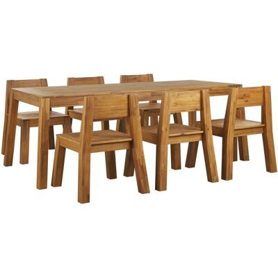 Set da Pranzo da Giardino Beliani - Tavolo Rettangolare 6 Sedie - Stile Rustico Moderno Set da Pranzo da Giardino Beliani - Tavolo Rettangolare 6 Sedie - Stile Rustico Moderno
