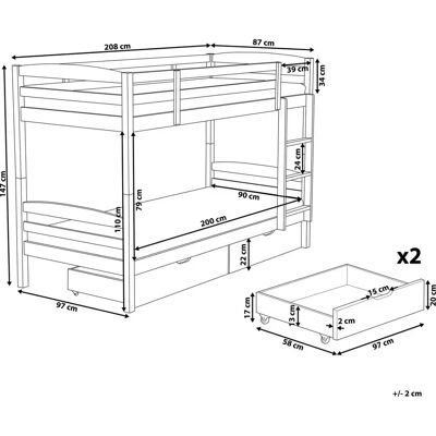 Kaksinkertainen sänky säilytystilalla - Männyntuoli - 90 cm EU Yksittäinen Kaksinkertainen sänky säilytystilalla - Männyntuoli - 90 cm EU Yksittäinen