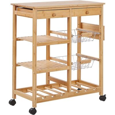 Beliani Carrito de Cocina MORINO - Madera Clara, Bambú, 2 Cajones - Carrito de Cocina Beliani Carrito de Cocina MORINO - Madera Clara, Bambú, 2 Cajones - Carrito de Cocina