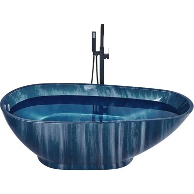 Beliani Baignoire indépendante bleu marine effet marbre - Type de baignoire - Publicité Beliani Baignoire indépendante bleu marine effet marbre - Type de baignoire - Publicité