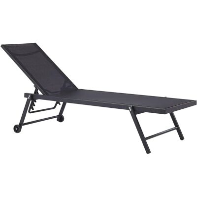 Beliani Tumbona da Giardino Sedia Sintetica Bianca Struttura in Alluminio 198 x 61 cm Schienale Reclinabile con Ruote - Lettino Beliani Tumbona da Giardino Sedia Sintetica Bianca Struttura in Alluminio 198 x 61 cm Schienale Reclinabile con Ruote - Lettino