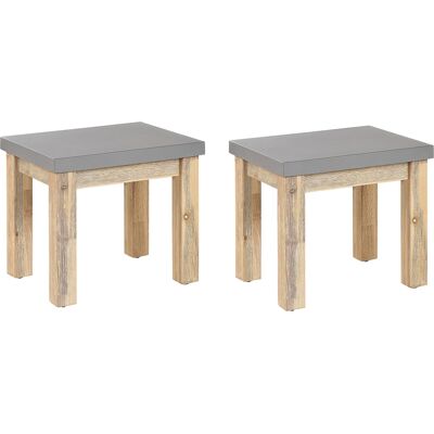 Beliani Set of 2 Outdoor Garden Stools Light Acacia Wood Base - Garden Stools & Chairs Beliani Set of 2 Outdoor Garden Stools Light Acacia Wood Base - Garden Stools & Chairs