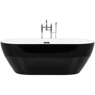 Beliani Baignoire Autoportante Ovale Noire - Salle de Bain - Publicité Beliani Baignoire Autoportante Ovale Noire - Salle de Bain - Publicité