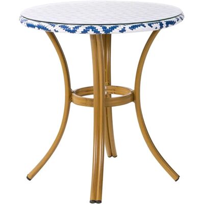 Tavolo da Giardino Blu e Bianco PE Rattan 70cm Vetro Alluminio - Tavolo da Giardino Tavolo da Giardino Blu e Bianco PE Rattan 70cm Vetro Alluminio - Tavolo da Giardino