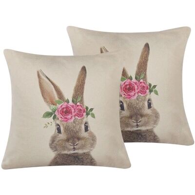 Beliani Ensemble de 2 Coussins - Imprimé Animal Taupe 45x45cm - Publicité Beliani Ensemble de 2 Coussins - Imprimé Animal Taupe 45x45cm - Publicité