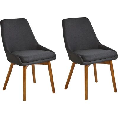 Beliani Set of 2 Chairs Black Polyester Fabric Dark Solid Wood Legs - Dining Chairs Beliani Set of 2 Chairs Black Polyester Fabric Dark Solid Wood Legs - Dining Chairs