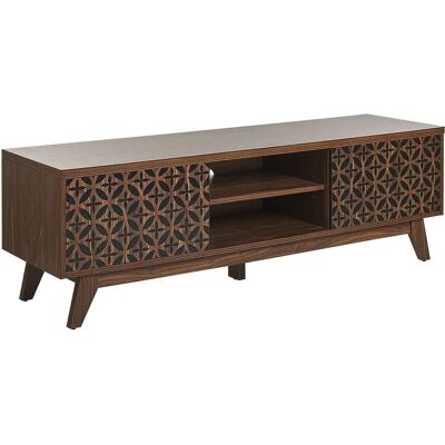 Mueble de TV de Madera Oscura Beliani - Estilo Retro Gestión de Cables Mueble de TV de Madera Oscura Beliani - Estilo Retro Gestión de Cables