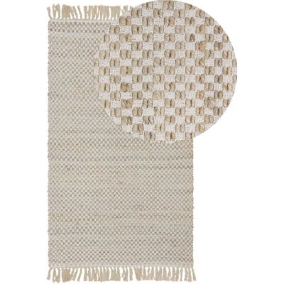 Alfombra de yute y algodón beige Beliani - Estilo boho, 80x150cm Alfombra de yute y algodón beige Beliani - Estilo boho, 80x150cm
