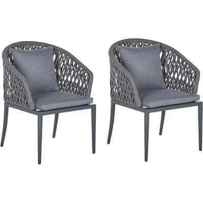 Beliani Set di 2 Sedie da Giardino con Cuscini - Metallo Grigio Moderno Beliani Set di 2 Sedie da Giardino con Cuscini - Metallo Grigio Moderno