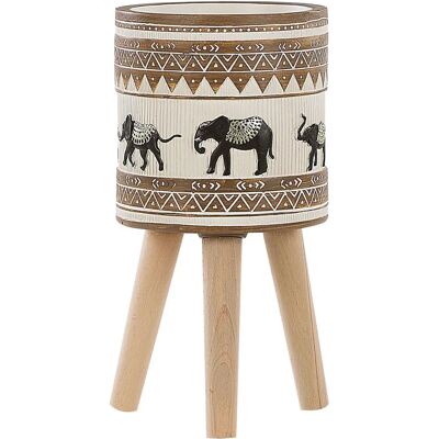 Beliani Magnesium Kasviastinjalusta pyöreä massiivipuun pohjalla - Rustik African style korkeakasvi Beliani Magnesium Kasviastinjalusta pyöreä massiivipuun pohjalla - Rustik African style korkeakasvi