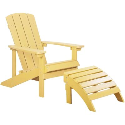 Sedia da giardino gialla in plastica e legno con poggiapiedi - Sedia da giardino Sedia da giardino gialla in plastica e legno con poggiapiedi - Sedia da giardino