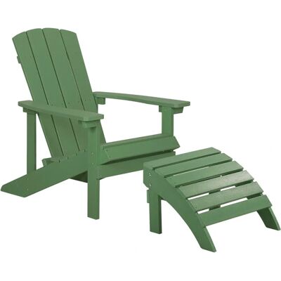 Sedia da giardino verde in plastica e legno con poggiapiedi - Sedia da giardino Sedia da giardino verde in plastica e legno con poggiapiedi - Sedia da giardino
