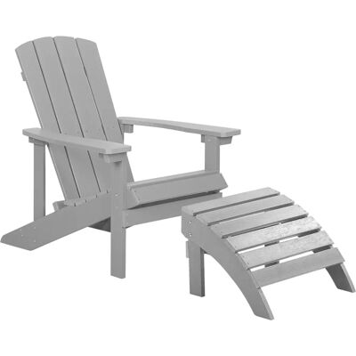 Beliani Puutarhatuoli Vaaleanharmaa ADIRONDACK - Puutarhatuoli Beliani Puutarhatuoli Vaaleanharmaa ADIRONDACK - Puutarhatuoli