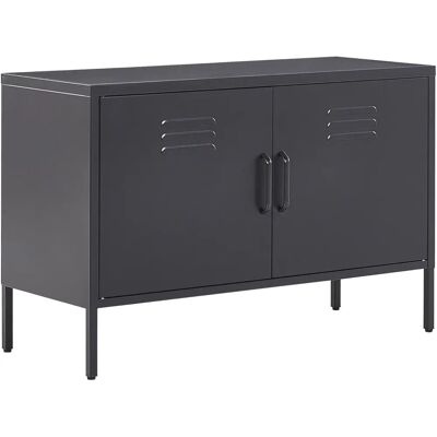 Beliani URIA Acero Negro 2 Puertas - Mueble de Almacenamiento Beliani URIA Acero Negro 2 Puertas - Mueble de Almacenamiento