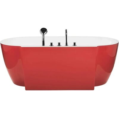 Beliani Baignoire 170x80cm Ovale Rouge en Acrylique Sanitaire - Baignoire - Publicité Beliani Baignoire 170x80cm Ovale Rouge en Acrylique Sanitaire - Baignoire - Publicité