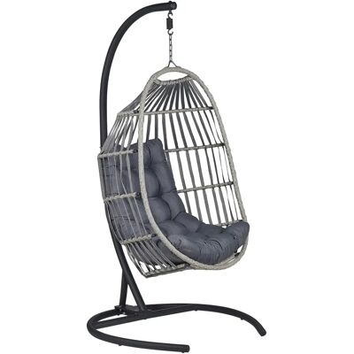 Sedia sospesa moderna in rattan grigio scuro - Interno/esterno Sedia sospesa moderna in rattan grigio scuro - Interno/esterno