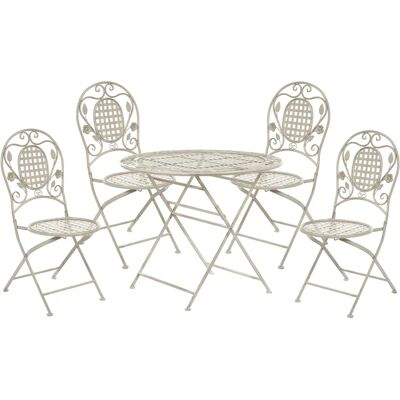 Beliani Off-White Gartentisch-Set - Rostsicheres Outdoor-Möbel Beliani Off-White Gartentisch-Set - Rostsicheres Outdoor-Möbel