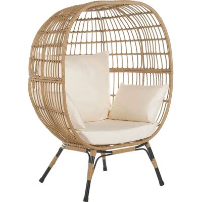 Chaise de jardin Beliani Veroli PE Rattan - Haut dossier - Beige - Publicité Chaise de jardin Beliani Veroli PE Rattan - Haut dossier - Beige - Publicité