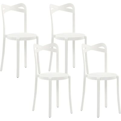 Beliani Set di 4 sedie da giardino in polipropilene bianco - Sedie da giardino Beliani Set di 4 sedie da giardino in polipropilene bianco - Sedie da giardino