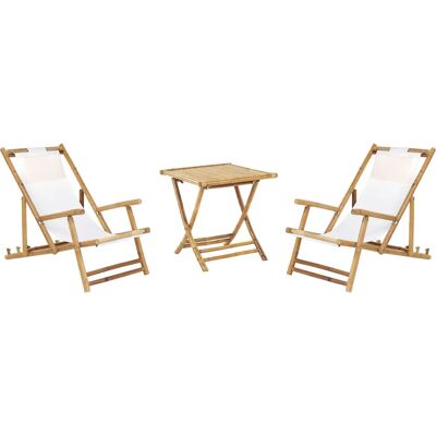 Beliani Bambus Sonnenliege Set - 2-Sitzer mit Couchtisch Beliani Bambus Sonnenliege Set - 2-Sitzer mit Couchtisch