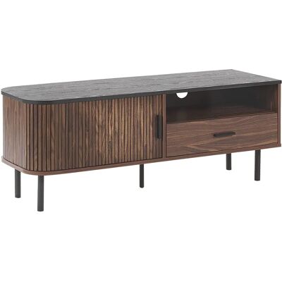 Soporte de TV en Madera Oscura Beliani - Cajón Deslizante, Gestión de Cables, Hasta 54ʺ Soporte de TV en Madera Oscura Beliani - Cajón Deslizante, Gestión de Cables, Hasta 54ʺ