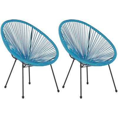 Sedie da giardino in rattan PE blu Beliani - Set da 2 Sedie da giardino in rattan PE blu Beliani - Set da 2