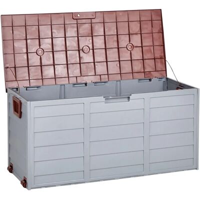 Beliani Boîte de Rangement de Jardin Beige avec Plastique Marron 112 x 50 cm - Boîte de Rangement - Publicité Beliani Boîte de Rangement de Jardin Beige avec Plastique Marron 112 x 50 cm - Boîte de Rangement - Publicité