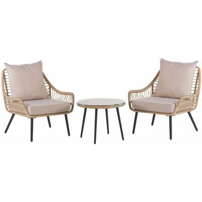 Set da balcone Beliani con tavolino e 2 sedie in rattan sintetico - Esterno Set da balcone Beliani con tavolino e 2 sedie in rattan sintetico - Esterno