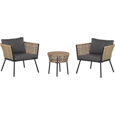Set da Bistro in Rattan PE Marrone e Grigio - Mobili da Esterno Set da Bistro in Rattan PE Marrone e Grigio - Mobili da Esterno
