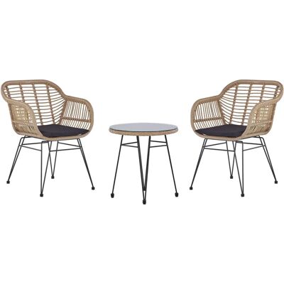 Set da Bistro Beliani TROPEA II Rattan Sintetico Marrone - Arredo da esterno Set da Bistro Beliani TROPEA II Rattan Sintetico Marrone - Arredo da esterno
