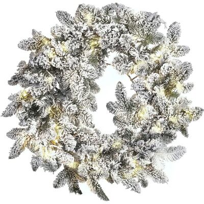 Beliani Weihnachtskranz Weiß Synthetik 70 cm Runde LED Lichter Innenaccessoire Beliani Weihnachtskranz Weiß Synthetik 70 cm Runde LED Lichter Innenaccessoire