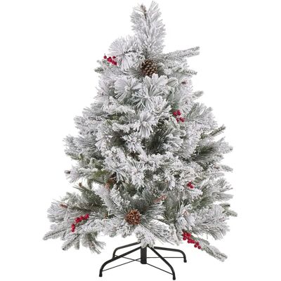 Beliani Weihnachtsbaum Weiß mit Schnee - Weihnachtsbaum Beliani Weihnachtsbaum Weiß mit Schnee - Weihnachtsbaum