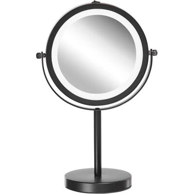 Beliani Meikkipeili Musta Rautarunko ø 13 cm LED-valolla 1x/5x Suurennus - Meikkipeili Beliani Meikkipeili Musta Rautarunko ø 13 cm LED-valolla 1x/5x Suurennus - Meikkipeili
