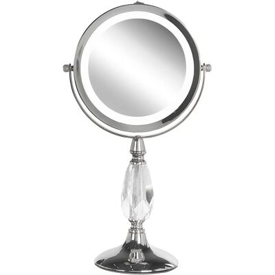 Beliani Make-up Spiegel Silber - Doppelseitig LED, ø 13cm Beliani Make-up Spiegel Silber - Doppelseitig LED, ø 13cm