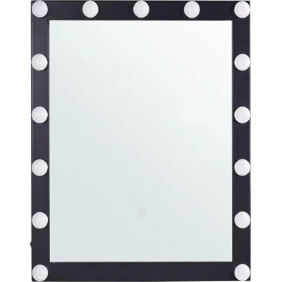 Beliani Wandspiegel mit LED Schwarz - 50x60 cm Rechteckig Hollywood Beleuchtet - Spiegel Beliani Wandspiegel mit LED Schwarz - 50x60 cm Rechteckig Hollywood Beleuchtet - Spiegel