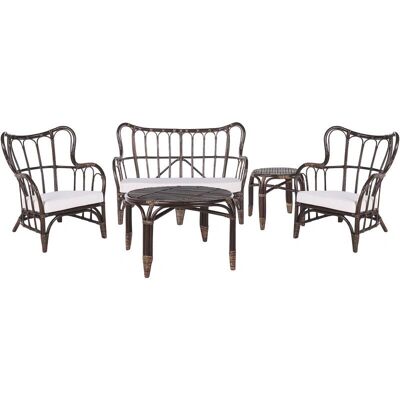 Set Divano da Giardino Beliani Rattan Marrone Scuro - Set Sofà Set Divano da Giardino Beliani Rattan Marrone Scuro - Set Sofà