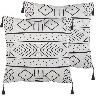 Beliani Set of 2 Cushions - Velvet Geometric Pattern 45x45cm Beliani Set of 2 Cushions - Velvet Geometric Pattern 45x45cm