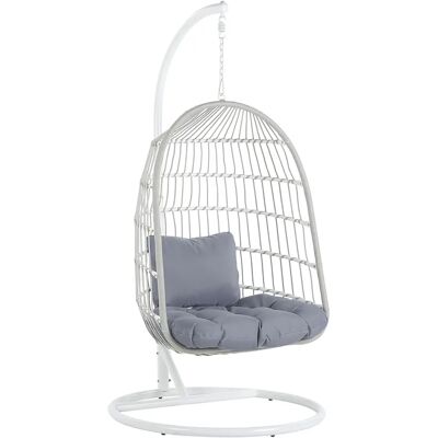 Sedia Suspesa Bianca con Supporto in Acciaio - Soggiorno - 102x199x102 - Tipo di Prodotto Sedia Suspesa Bianca con Supporto in Acciaio - Soggiorno - 102x199x102 - Tipo di Prodotto