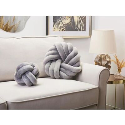 Cojín Nudo de Terciopelo Gris Beliani - 30x30 cm - Decoración Moderna Cojín Nudo de Terciopelo Gris Beliani - 30x30 cm - Decoración Moderna