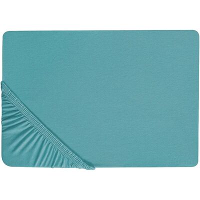 Beliani Turquoise Puuvillainen Fitted Sheet - Koko 160x200cm Beliani Turquoise Puuvillainen Fitted Sheet - Koko 160x200cm