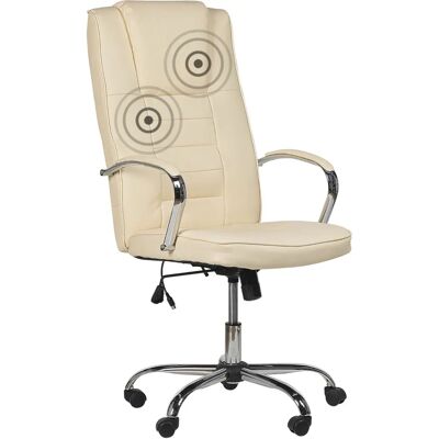 Chaise de Bureau Beige en Cuir Synthétique avec Massage - 4 Modes & Rotation 360° - Bureau & Maison - Publicité Chaise de Bureau Beige en Cuir Synthétique avec Massage - 4 Modes & Rotation 360° - Bureau & Maison - Publicité