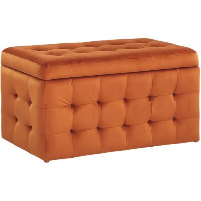 Beliani Ottomane en velours orange - Ottoman - Publicité Beliani Ottomane en velours orange - Ottoman - Publicité