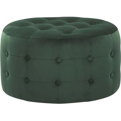 Beliani Modelo TAMPA Taburete redondo de terciopelo verde oscuro - Otomana Beliani Modelo TAMPA Taburete redondo de terciopelo verde oscuro - Otomana