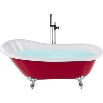 Beliani Baignoire en acrylique rouge autoportante - Salle de bain - Publicité Beliani Baignoire en acrylique rouge autoportante - Salle de bain - Publicité