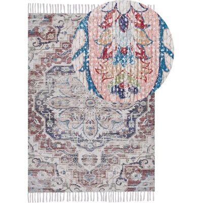 Alfombra Beliani de poliéster y algodón multicolor 150x230cm - Estilo oriental vintage Alfombra Beliani de poliéster y algodón multicolor 150x230cm - Estilo oriental vintage