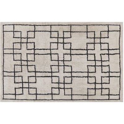 Beliani Alfombra de algodón 160x230 cm Beige - Alfombra Beliani Alfombra de algodón 160x230 cm Beige - Alfombra