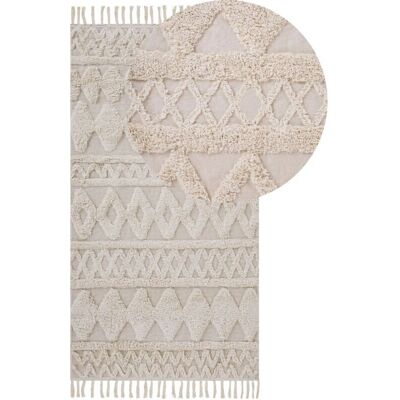 Beliani puuvillamatto - Beige - 80 x 150 cm - Neliön muotoinen - Minimalistinen tyyli Beliani puuvillamatto - Beige - 80 x 150 cm - Neliön muotoinen - Minimalistinen tyyli