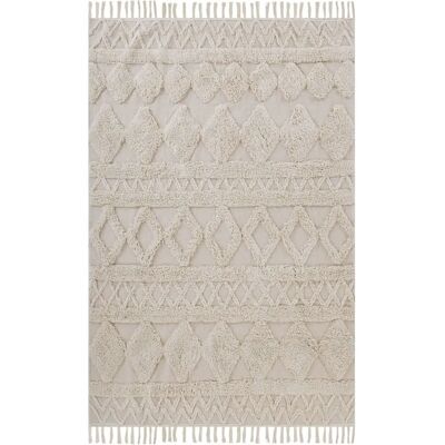 Alfombra de algodón Beliani - Beige - 140x200 cm - Geométrico Minimalista Alfombra de algodón Beliani - Beige - 140x200 cm - Geométrico Minimalista