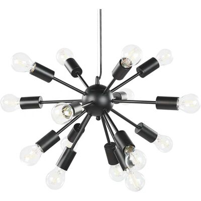 Beliani Pendelleuchte Schwarz Metall 115 cm 15-Licht-Glühbirne - Pendellampe Beliani Pendelleuchte Schwarz Metall 115 cm 15-Licht-Glühbirne - Pendellampe